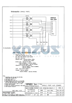 XFGIB100-RXLR1-1 datasheet - Single port XLR combo