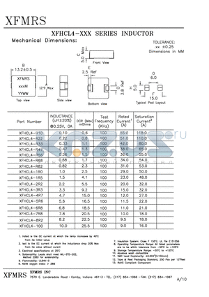 XFHCL4-6R8 datasheet - INDUCTOR