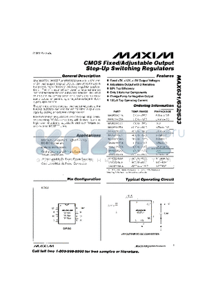 MAX631XC datasheet - CMOS Fixed/Adjustable Output Step-Up Switching Regulators