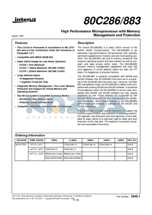 IS80C286-20 datasheet - High Performance Microprocessor with Memory Management and Protection