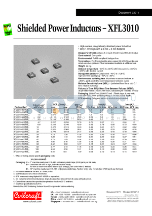 XFL3010-393ME datasheet - Shielded Power Inductors