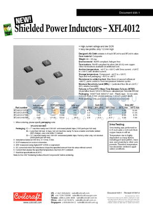 XFL4012-121ME datasheet - Shielded Power Inductors