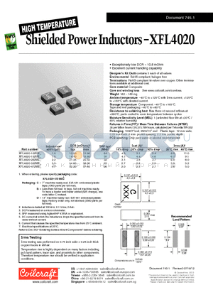 XFL4020-472ME datasheet - Shielded Power Inductors