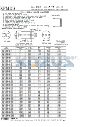 XFRL-1256-4-3.3 datasheet - INDUCTORS