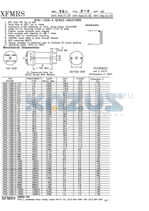 XFRL-1256-4-3.9 datasheet - INDUCTORS