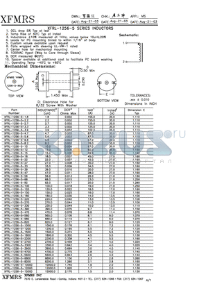 XFRL-1256-5-1.8 datasheet - INDUCTORS