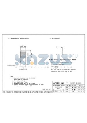 XFRLVO-332 datasheet - POWER CHOKES