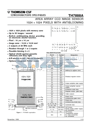 TH7888A datasheet - AREA ARRAY CCD IMAGE SENSOR 1024 X 1024 PIXELS WITH ANTIBLOOMING