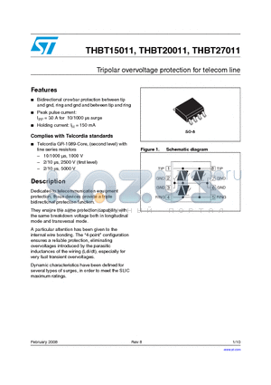 THBT27011 datasheet - Tripolar overvoltage protection for telecom line