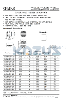 XFSDR105SH-121 datasheet - INDUCTORS