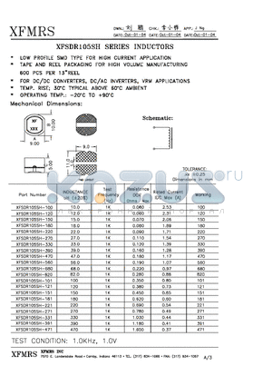 XFSDR105SH-150 datasheet - INDUCTORS