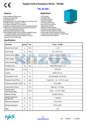 THL50A datasheet - Topstek Current Transducer