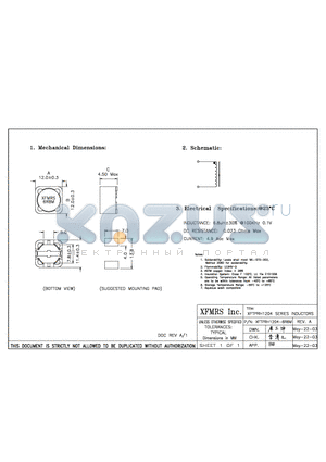 XFTPRH1204-6R8M datasheet - INDUCTORS