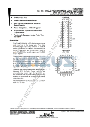 TIB82S105BCN datasheet - 16  48  8 FIELD-PROGRAMMABLE LOGIC SEQUENCER WITH 3-STATE OUTPUTS OR PRESET