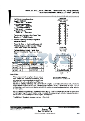 TIBPAL20R4-10C datasheet - HIGH-PERFORMANCE IMPACT-X PAL CIRCUITS