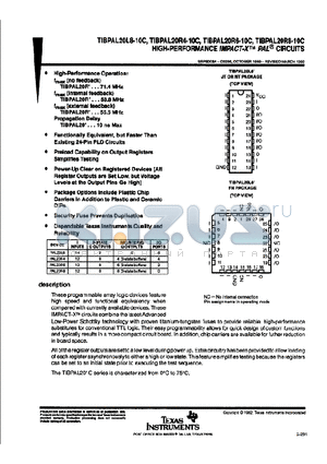 TIBPAL20R8-10C datasheet - HIGH-PERFORMANCE IMPACT-X PAL CIRCUITS