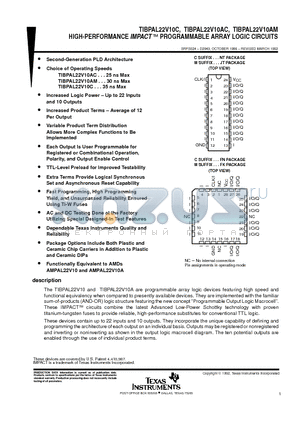 TIBPAL22V10AMFK datasheet - HIGH-PERFORMANCE IMPACT E PROGRAMMABLE ARRAY LOGIC CIRCUITS