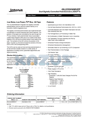 ISL22326WMVEP datasheet - Low Noise, Low Power, I2C^ Bus, 128 Taps