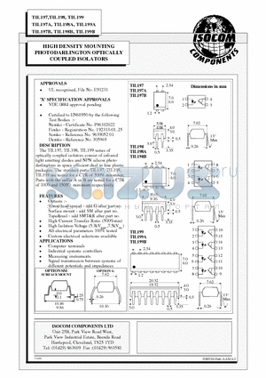 TIL198 datasheet - HIGH DENSITY MOUNTING PHOTODARLINGTON OPTICALLY COUPLED ISOLATORS