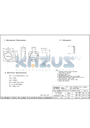 XFTPRH64B-4R7M datasheet - HIGH CURRENT SELF-LEADED SMT INDUCTORS