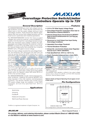 MAX6397_ATA-T datasheet - Overvoltage Protection Switch/Limiter Controllers Operate Up to 72V