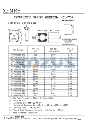 XFTPRH6D38-560 datasheet - SHIELDED INDUCTOR