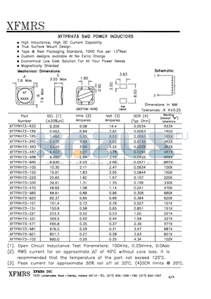 XFTPRH73 datasheet - SMD POWERE INDUCTORS