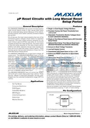 MAX6443_10 datasheet - uP Reset Circuits with Long Manual Reset Setup Period