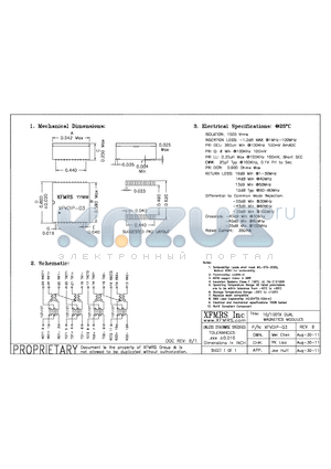 XFVOIP-03 datasheet - UNLESS OTHERWISE SPECIFIED TOLERANCES -0.010 DIMENSIONS IN INCH