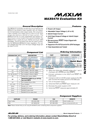 MAX6470 datasheet - Evaluation Kit