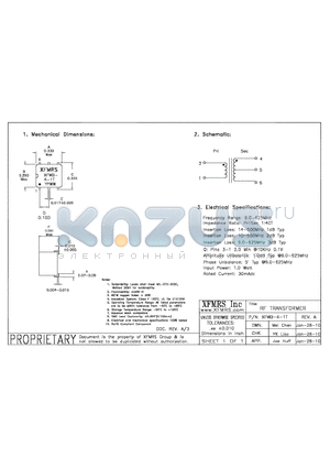 XFWB-4-1T datasheet - RF TRANSFORMER