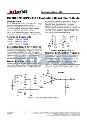 ISL281X7MSOPEVAL1Z datasheet - Evaluation Board Users Guide