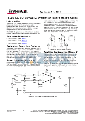 ISL281X7SOICEVAL1Z datasheet - Evaluation Board Users Guide