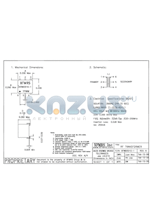 XFWB3010-1 datasheet - RF TRANSFORMER