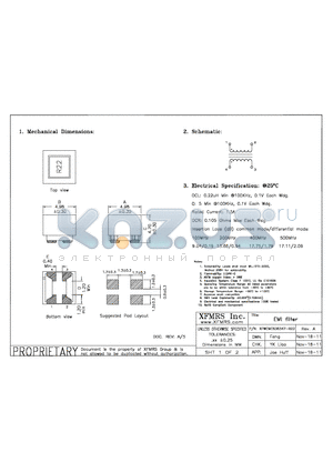 XFWCMC636347-R22 datasheet - UNLESS OTHERWISE SPECIFIED TOLERANCES