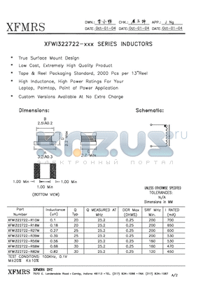 XFWI322722-1R8K datasheet - INDUCTORS