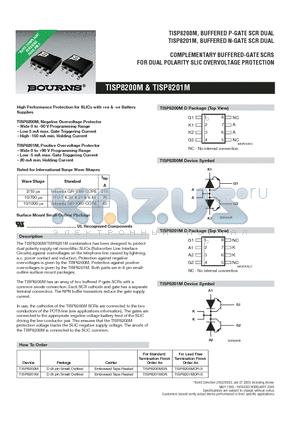 TISP820XM datasheet - COMPLEMENTARY BUFFERED-GATE SCRS FOR DUAL POLARITY SLIC OVERVOLTAGE PROTECTION