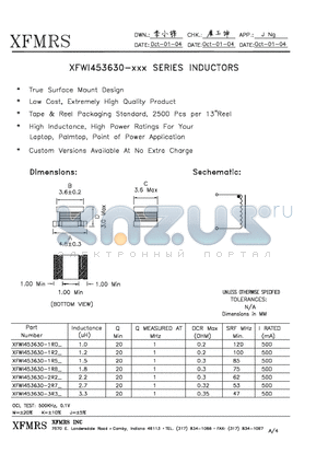 XFWI453630-1R8_ datasheet - INDUCTORS