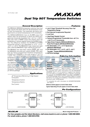 MAX6508 datasheet - Dual Trip SOT Temperature Switches