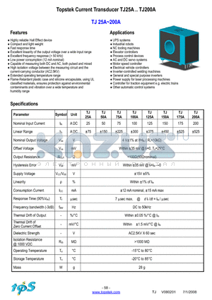 TJ75A datasheet - Topstek Current Transducer