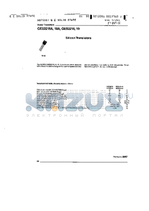 GES2219A datasheet - SILLCON TRANSISTORS