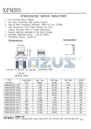 XFWIC322722-100 datasheet - INDUCTORS