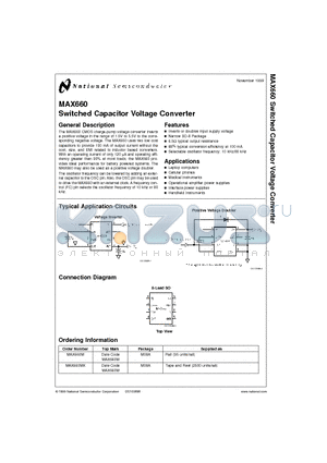 MAX660 datasheet - Switched Capacitor Voltage Converter