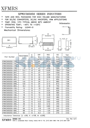 XFWIC565050 datasheet - INDUCTORS
