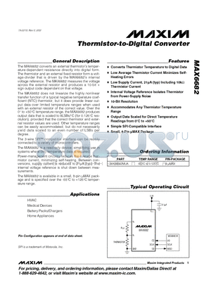 MAX6682MUA datasheet - Thermistor-to-Digital Converter