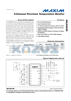 MAX6699_07 datasheet - 5-Channel Precision Temperature Monitor