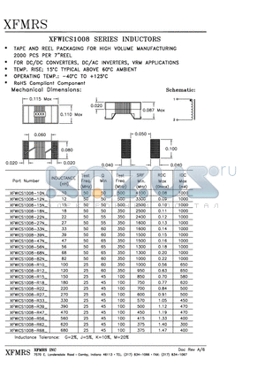 XFWICS1008-12N datasheet - XFWICS1008 SERIES INDUTORS