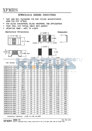 XFWICS1210-2R2 datasheet - INDUCTORS