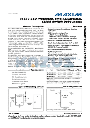 MAX6816_10 datasheet - a15kV ESD-Protected, Single/Dual/Octal, CMOS Switch Debouncers