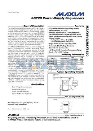 MAX6819UT-T datasheet - SOT23 Power-Supply Sequencers